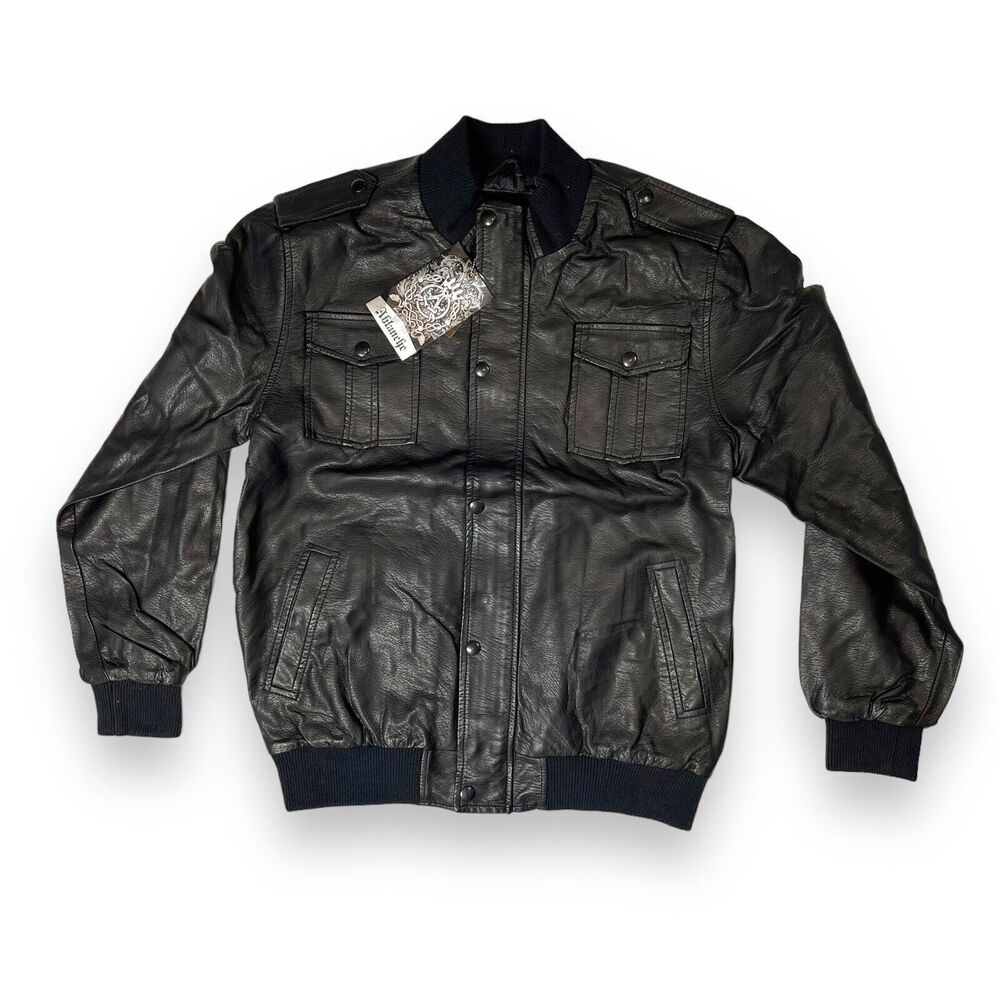 New Old Stock Ablanche Mens Full Zip Sz Large Faux Leather Jacket Vintage